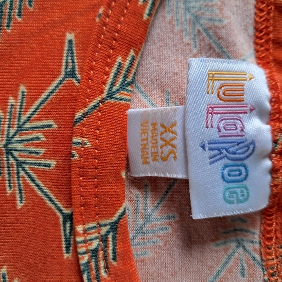 Lularoe T Shirt Flare Dress Orange Short Sleeve Stretch Soft Womens Size XXS - Picture 4 of 6